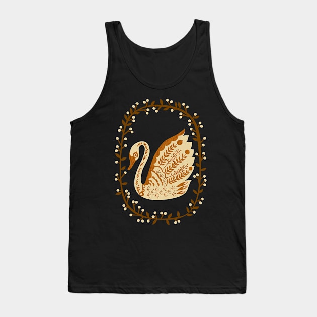 Folk Swan Wreath Tank Top by Cecilia Mok